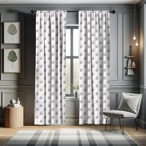 Ambesonne Animal Cartoon Curtains, 2 Panel Set for Living Room Bedroom, Heart Shaped Pink Balloons Design, 28" x 63",
