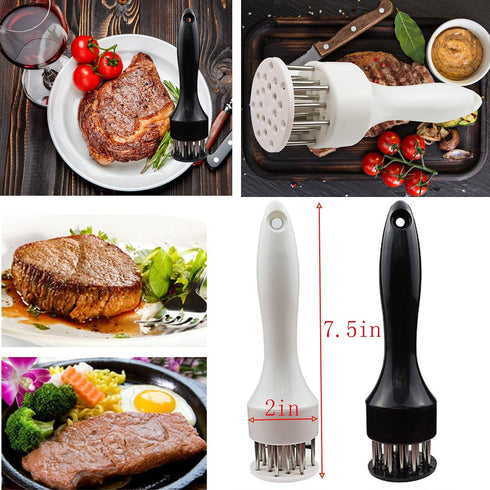 Meat Tenderizer Tool with Ultra Sharp Stainless Steel Needle Blades, 2 Pack for Tenderizing BBQ, Marinade, Steak,