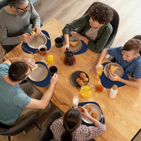 Set 6, Placemats of Heat Resistant Leather Placemats Double Layer, Soft Waterproof Round Table Mats Easy to Clean