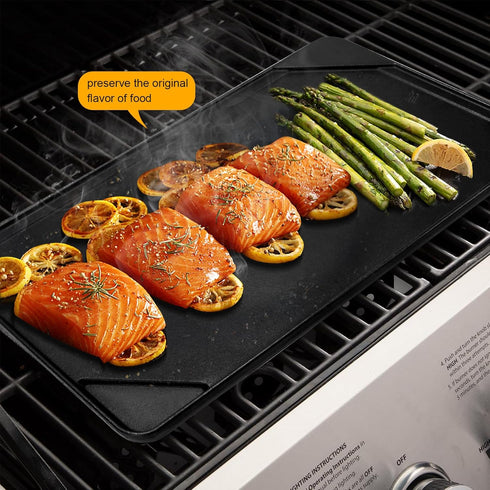 GGC Cast Iron Reversible Griddle, Double-sided Griddle Pan for Indoor and Outdoor Cooking, 20 x 10.5