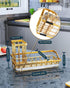 Consumest Sink Caddy, Kitchen Sponge Holder + Dish Brush Holder, Stainless Steel Rustproof Sink Organizer - Gold