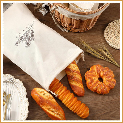 2 Pack 17.7 11.8in Augshy Bread Bags, Bread Bags for Homemade Bread, * Linen Bread Bag -Inside Lining to Keep Bread
