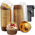 Foil Cupcake Liners with Dome Lids, 100 Pack LNYZQUS 5.5 Oz Muffin Cups, Large Baking Cups with Spoons - Brown