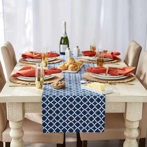 DII Lattice Tabletop Collection Table Runner - 14x108 Nautical Blue