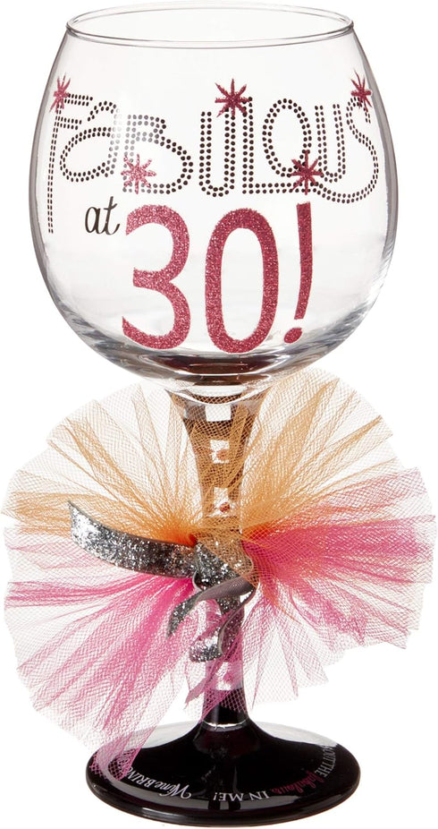 Mud Pie 119094 Fabulous at 30 Wine Glass