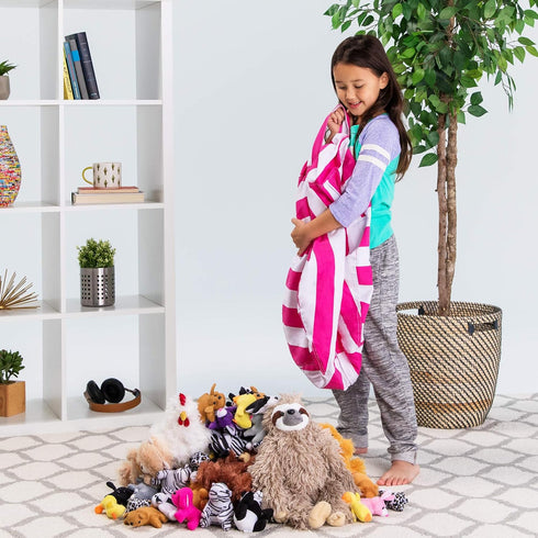 Posh Stuffable Kids Stuffed Animal Storage Bean Bag Chair Cover, Medium 27" - Children's Toy Organizer, Canvas Stripes
