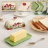 Ceramic Mushroom Butter Dish with Lid for Countertop, Large Covered Butter Tray (White & Red Mushroom)
