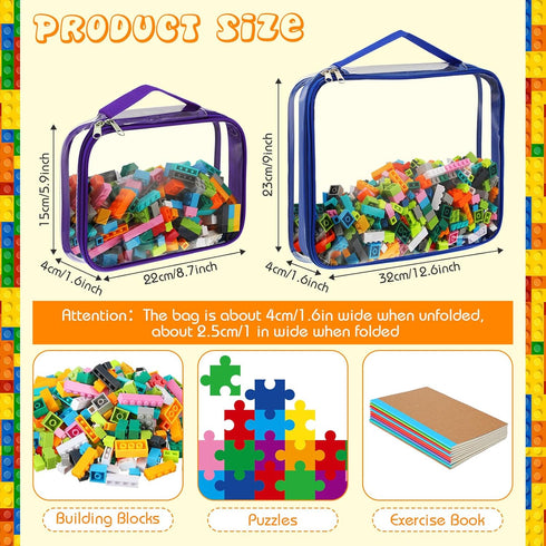 6 Packs Sanwuta Toy Storage Bags, PVC Organizing Case Bags with Zipper, Waterproof Toy Container for Board Games
