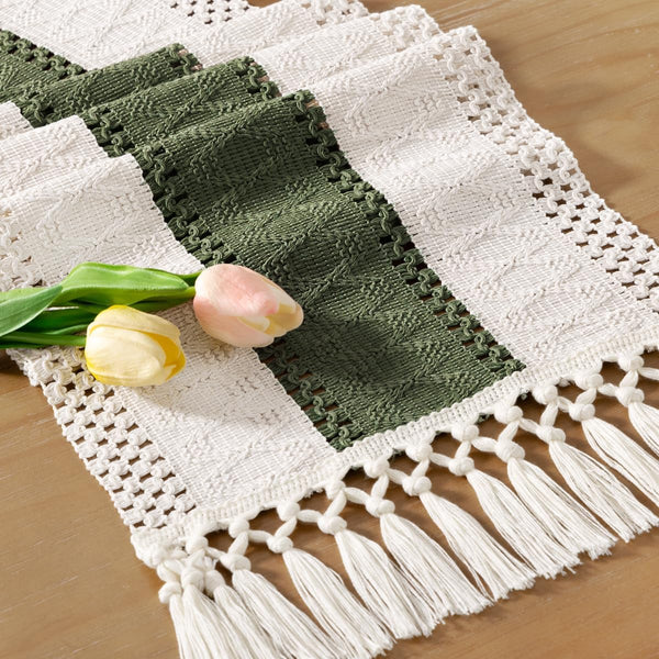 Socomi Boho Table Runner Summer Farmhouse Rustic Dining Kitchen Centerpiece Decor Small