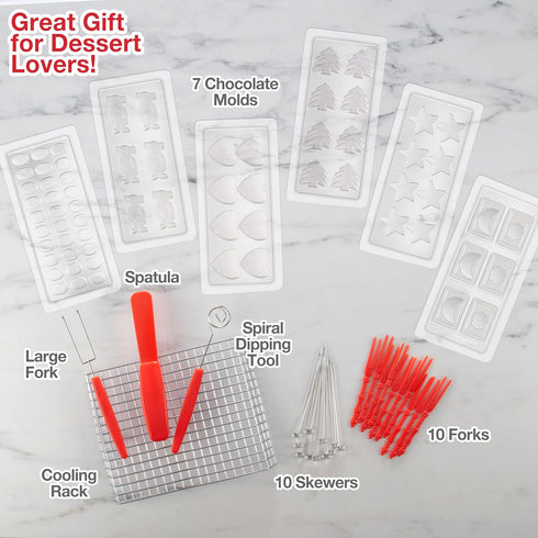 Set 30 Electric Chocolate Melting Pot - Mother's Day Brunch Fondue & Candy Kit w/ Bonus Accessories - Dip, Drizzle