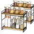SRIWATANA Bathroom Countertop Organizer Set of 2, Kitchen Counter Shelf Spice Rack for Desktop Storage, Large Wood