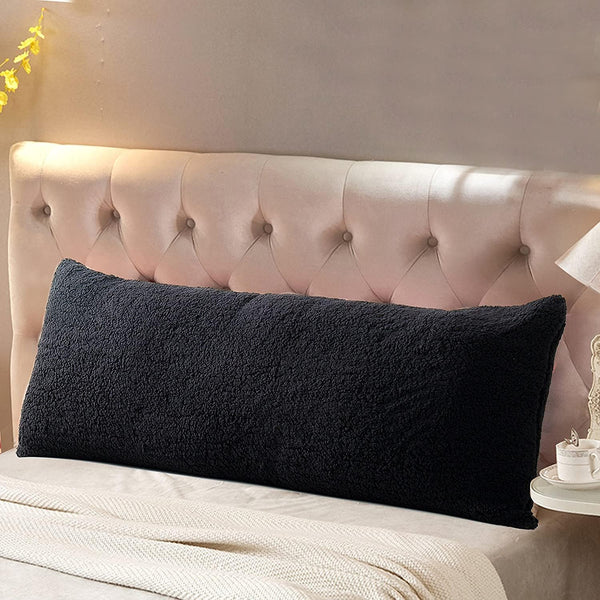 Reafort Black Ultra Soft Sherpa Body Pillow Cover with Zipper Closure, 21"x54"