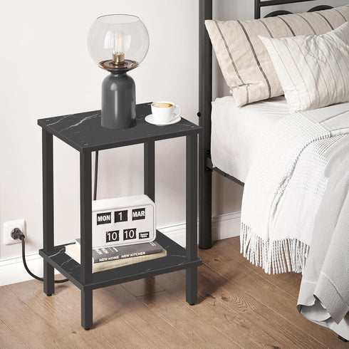 2-Tier TB01BMK034 TUTOTAK End Table, Side Table, Nightstand, Storage Shelf, Sofa Side Table for Small Space, Living
