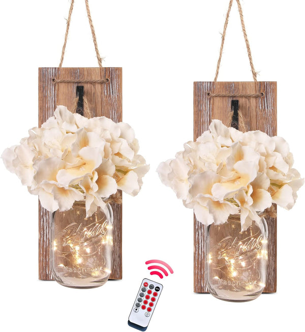 Besuerte Mason Jar Wall Sconces Set of Two, Wall Deco Cute Wall