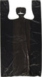 100ct Black Plastic T-Shirt Shopping Bags, 6x4x15-13mic
