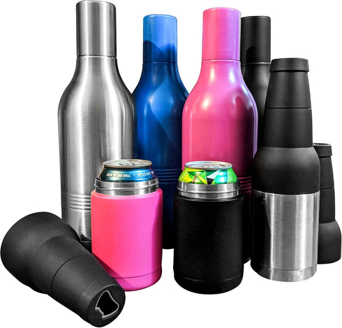 CUULii 12oz Thermos Stainless Steel Bottle Holder and Portable Cooler for Can, Beer, BPA-Free - Black