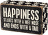Primitives by Kathy 31145 Paw Print-Trimmed Box Sign, 4 x 2.5-Inches, Happiness Starts with A Wet Nose