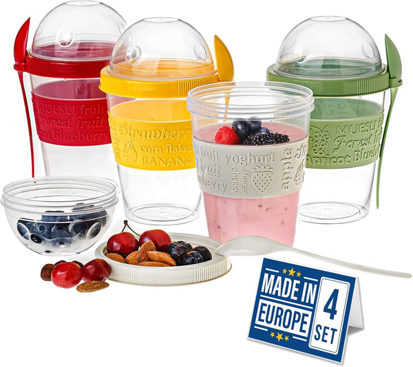 Crystalia 4 Pack 20 oz On The Go Yogurt Parfait Cups with
