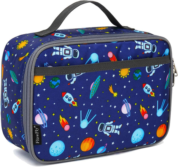FlowFly Kids Insulated Lunch Box Mini Cooler Bag, Back to School Thermal Meal Tote Kit for Girls, Boys (Astronaut)