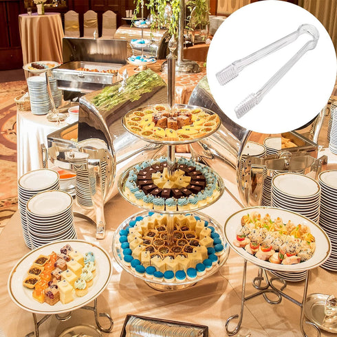 8 Pcs Clear Plastic Buffet Serving Tongs, Small 6.3 Inch Ice Tongs for Tea, Coffee, Party Catering, Appetizers, Salad,
