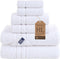Hawmam Linen White 6 Piece Bath Towels Set for Bathroom Original Turkish