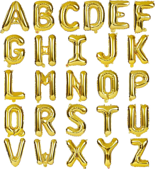 LIOZEOKUN 16 Inch Mylar Foil Alphabet Letter A-Z Balloons Set for Wedding Birthday Party Decoration - 26 Pieces (Gold)