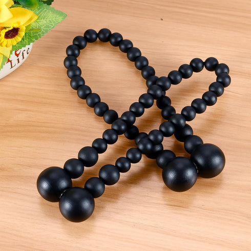 Magnetic Curtain Tiebacks, 2 Pack Curtain Tie Backs for Curtains, Wood Bead Curtain Holders for Boho Bedroom Decor,