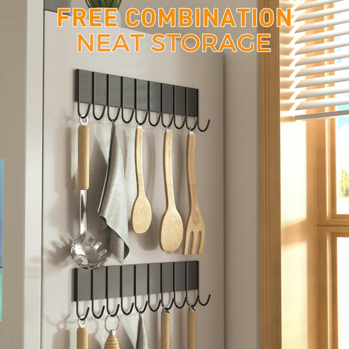 Magnetic Key Holder for Fridge with 10 Hooks, Strong Magnetic Utensil Holder for Wall, Kitchen Organizer