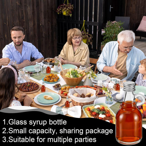 32 1.7oz Suclain Pcs Mini Glass Syrup Bottles Small Syrup Jars with Aluminum Lids and Loop Handle Clear Glass Reusable