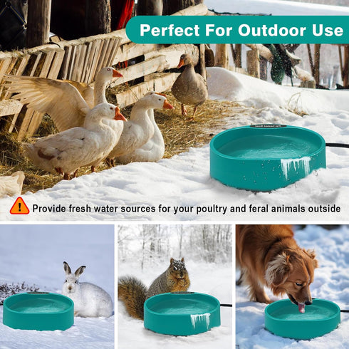 125OZ Heated Chicken Waterer, Large Capacity Poultry Water Heater for Chicken Coop Hens Turkey Goose Duck Pigeon