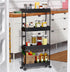 SPACEKEEPER Slim Rolling Storage Cart, 4 Tier Bathroom Organizer Mobile Shelving Unit for Kitchen, Bathroom, Craft,