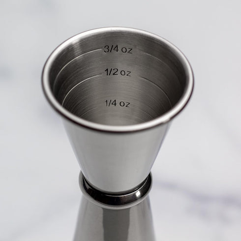 Japanese Jigger, 1oz 2oz Stainless Steel Double Cocktail Jigger with Measurements Inside, Bartender Measuring Tool