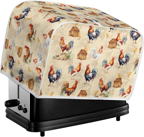 Vintage Rooster Toaster Protection Cover for Standard 2 Slice Toaster, Kitchen Bakeware Bread Maker Covers