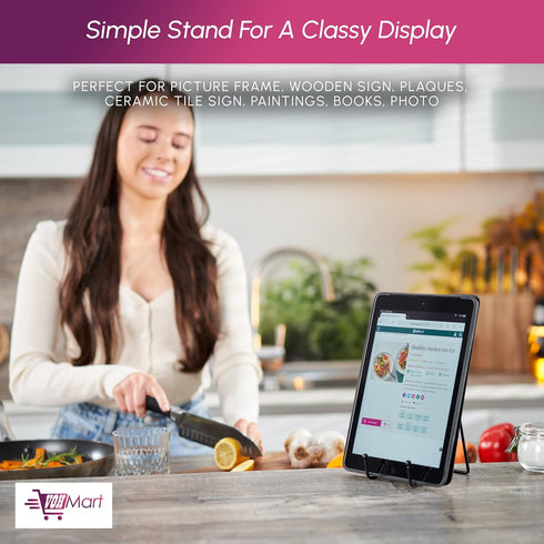 Plate Stands for Display, 4 Pack 4 Inch Black Metal Book Holder & Stand for Decorative Art Plates and Tablets