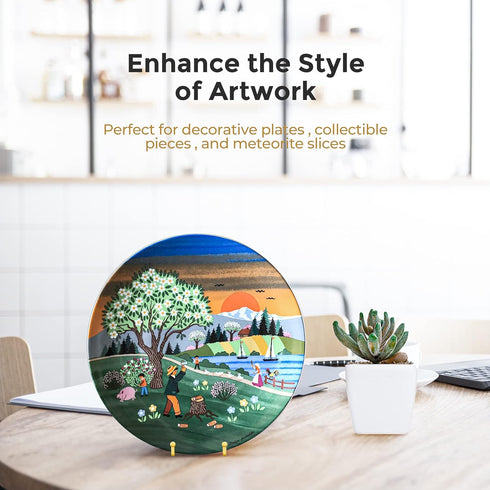 TR-LIFE Plate Stands for Display - 4.5 Inch Plate Holder and Metal Frame Stand for Pictures and Art (Gold 2 Pack)