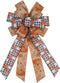 Large Fall Pumpkin Bow for Wreath, White Black Buffalo Plaid for Indoor Outdoor Decoration