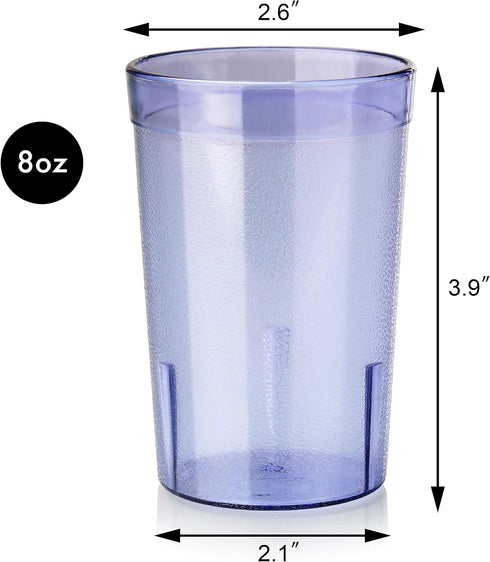 New Star Foodservice Restaurant-Grade Beverage Tumblers, Blue, Set of 12, 8 oz