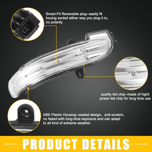 Front Left Side Door Rearview Wing Mirror with LED Turn Signal Light No.A2038201521 for Mercedes-Benz C230 2005-2007