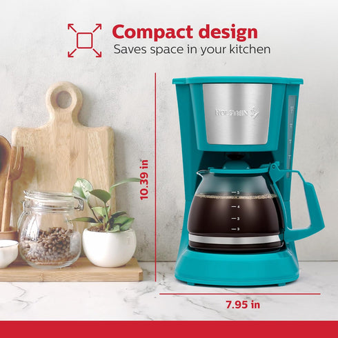 5 Holstein Housewares Cup Drip Coffee Maker Compact and User-Friendly with Auto Pause & Serve, Reusable Filter
