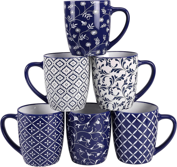 Schliersee 18 OZ Large Coffee Mugs Set of 6, Ceramic Mug for