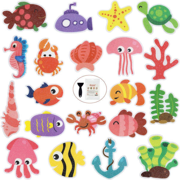 Secopad Non Slip Bathtub Stickers, 20pcs Submarine Sea Creature Adhesive Kids Anti