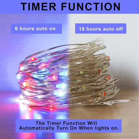 4th Lights,4PACK 400Led IP67 Yayfazy of July Decorations Outdoor/Indoor Timer Fairy String Copper Wire Red/White/Blue