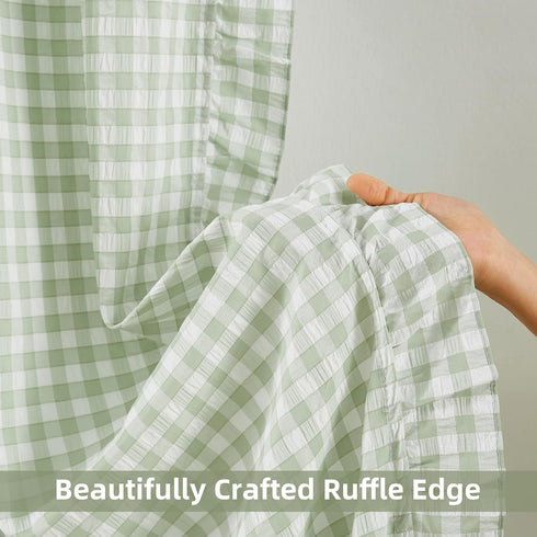 84 Inches Pocket,40" Wx84 L,Pack 2 ZJDECOR Buffalo Plaid Ruffled Curtains Length,Rustic Not-See-Through Sheer