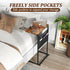 ZER-007Br C Shaped End Table, Small Side Table with Storage Bag for Couch, Sofa Table with Metal Frame for Living Room