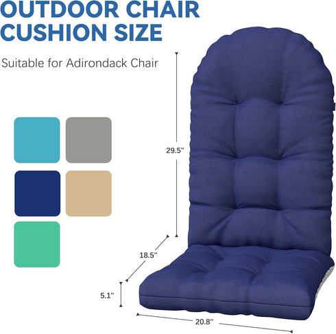 Cushion,48.520.85.5 Inches,High FOOWIN Adirondack Chair Cushion, Thickened Rocking Chair Back Patio Cushions with Ties