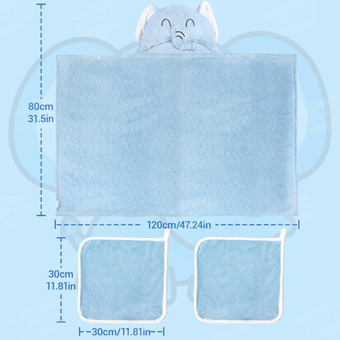 3-10,Kids 31 47 UNEEDE Blue Elephant Bath Hooded Towel for Kids,Extra Soft and Fast Drying Poncho for Toddlers Age
