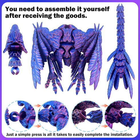 3D Extra Large Dynamic Printed Dragon Egg with Dragon InsideOpen and Close Mouth with Wings Movable and Eyes, Feathered