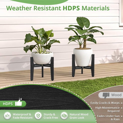8-12 Inch LUE BONA HDPS Plant Stand Indoor Outdoor, Adjustable Mid Century Modern Stand for Plants Pots, Black