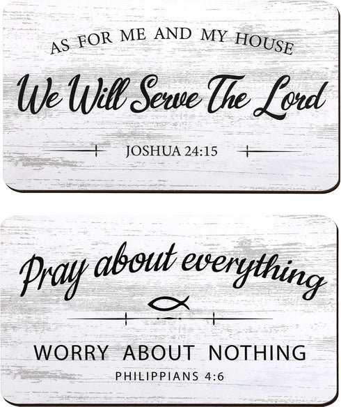Jetec Rustic Wood Sign - 2 Pieces "As for Me and My House We Will Serve The Lord" Bible Verse Wall Decor