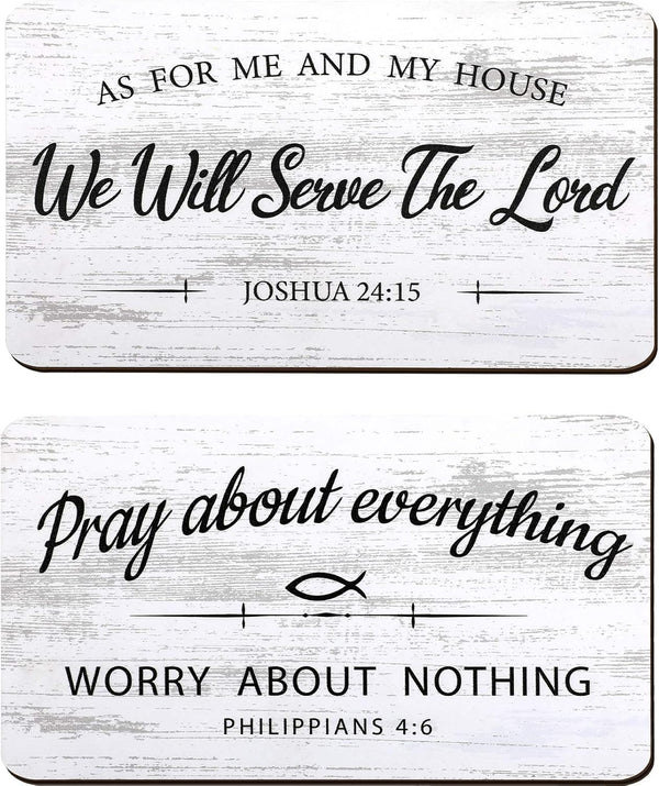 Jetec Rustic Wood Sign - 2 Pieces "As for Me and My House We Will Serve The Lord" Bible Verse Wall Decor
